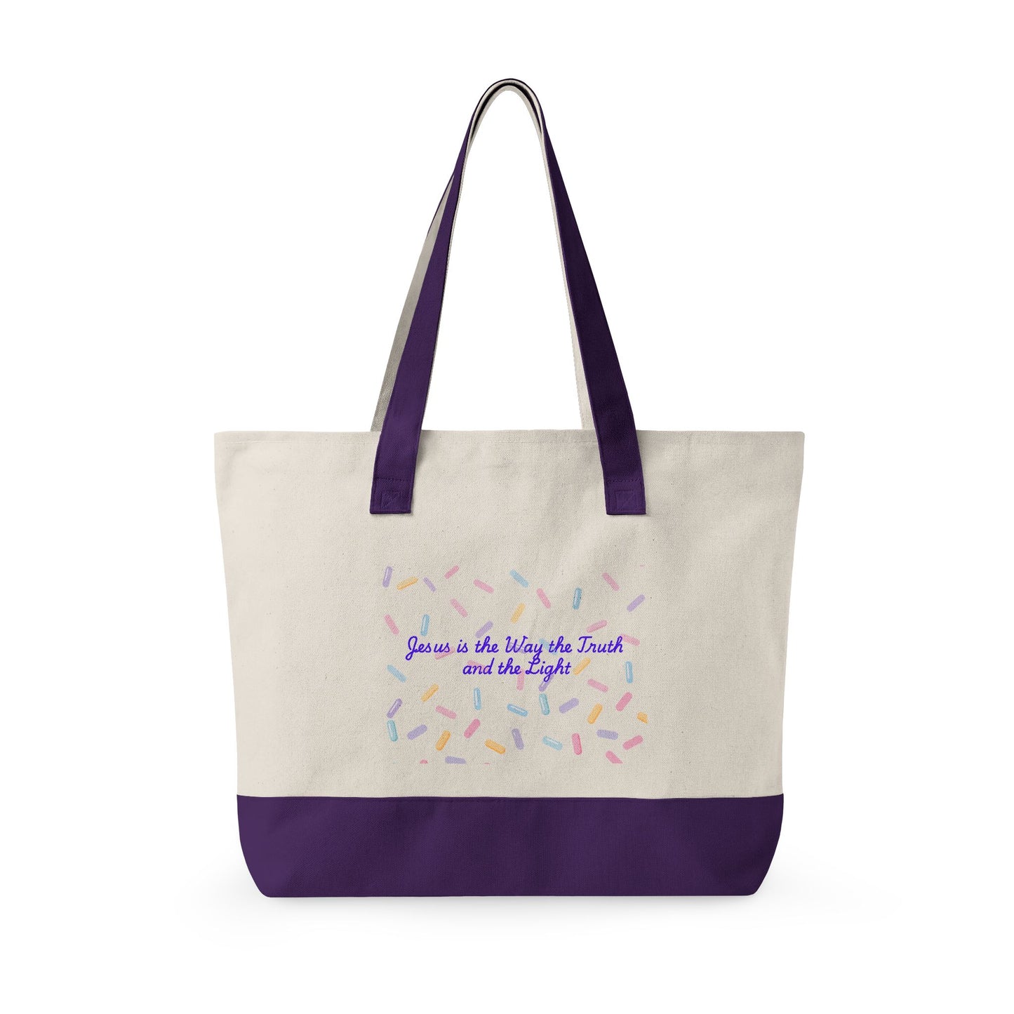 Unicorn Confetti Illustration Zippered Tote | Canvas Zippered Tote Bag