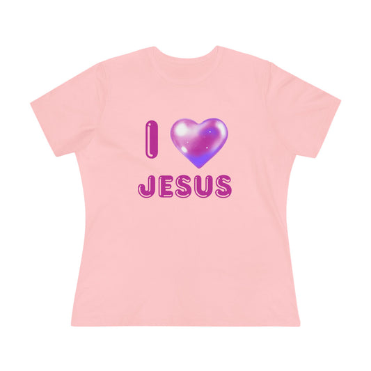 I Jesus Women's Tee — Pink Heart Christian Faith T-Shirt