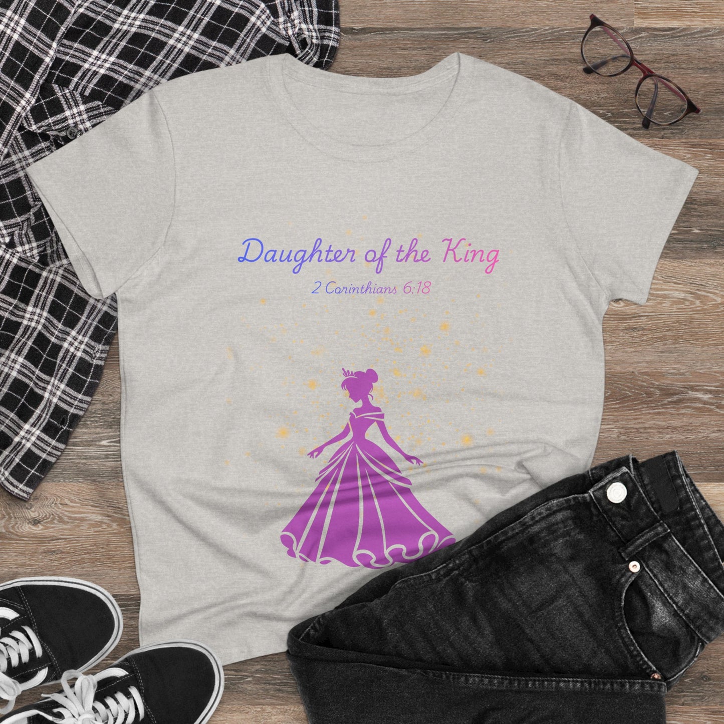 Daughter of the King tee | Princess silhouette, Christian scripture 2 Corinthians 6:18