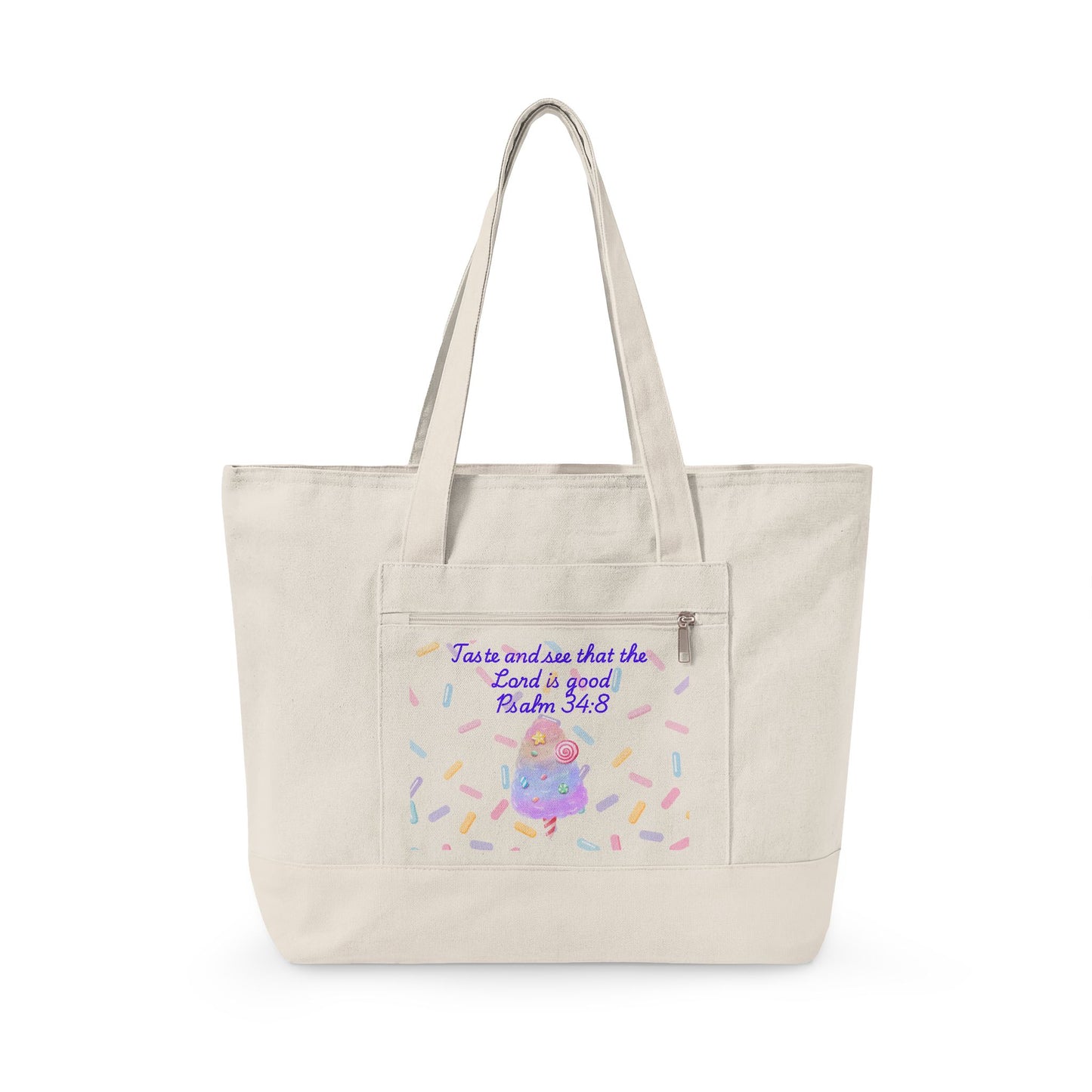 Unicorn Confetti Illustration Zippered Tote | Canvas Zippered Tote Bag