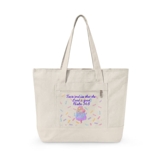 Unicorn Confetti Illustration Zippered Tote | Canvas Zippered Tote Bag