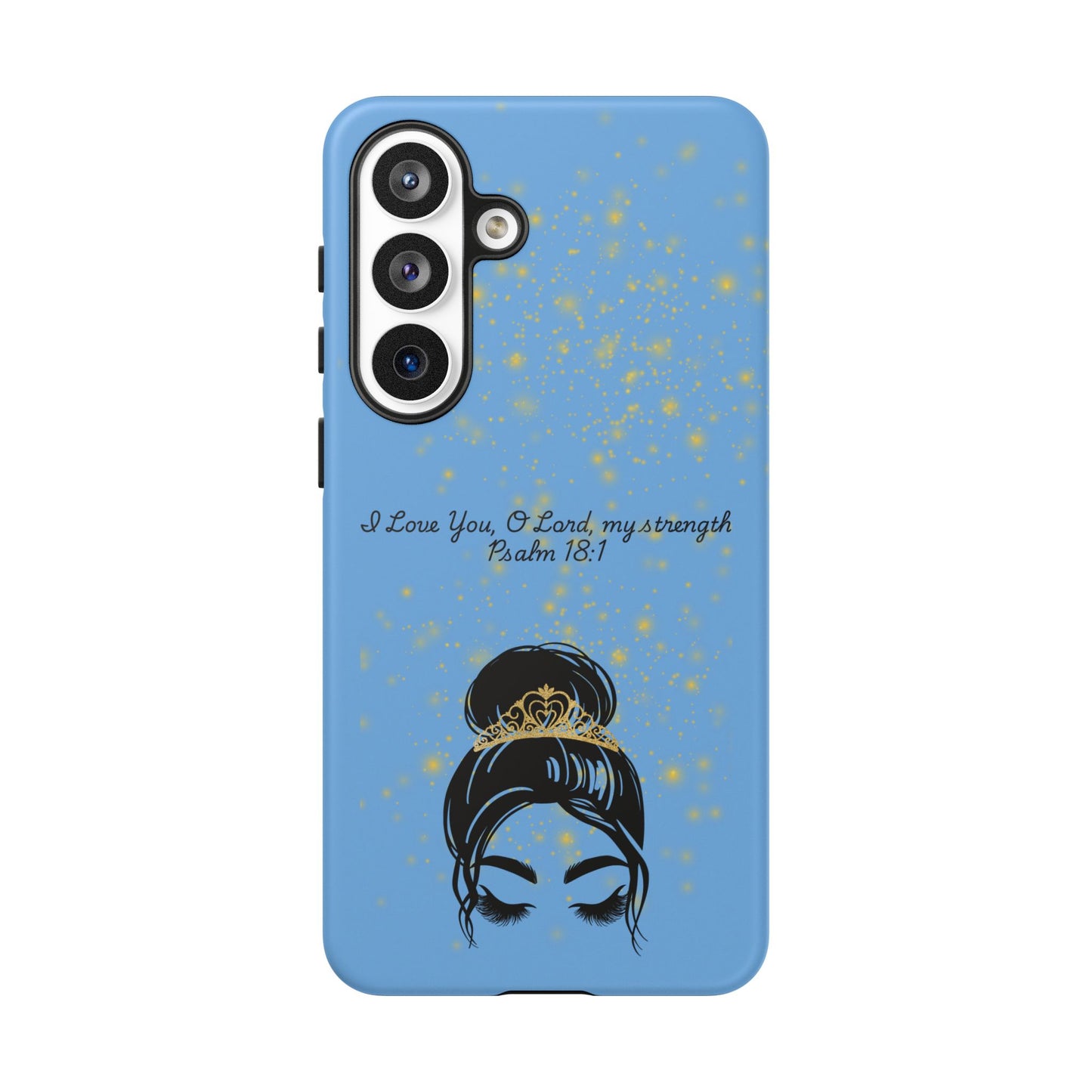 Messy Bun Crown Illustration Tough Case | Psalm 18:1 Scripture Phone Case