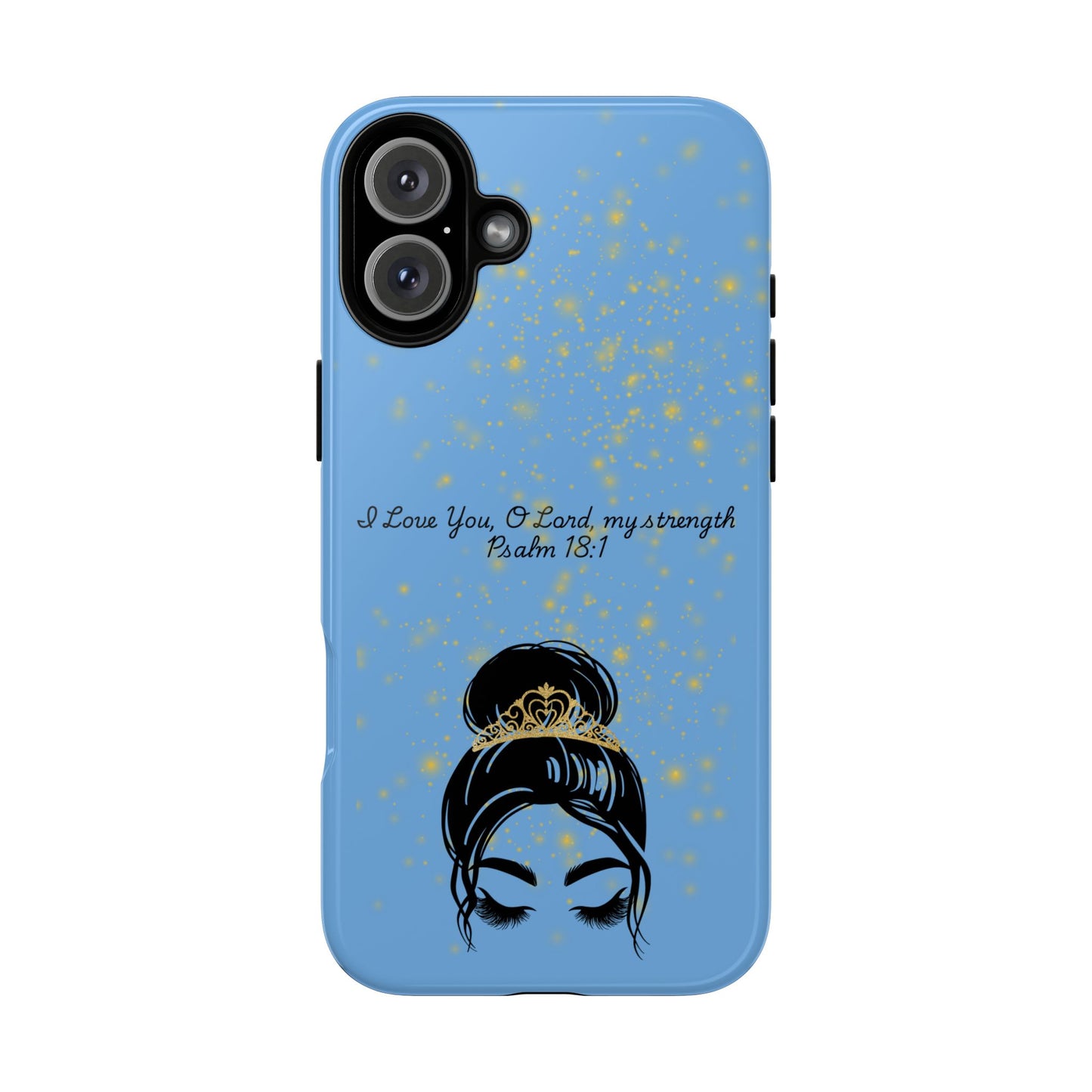 Messy Bun Crown Illustration Tough Case | Psalm 18:1 Scripture Phone Case