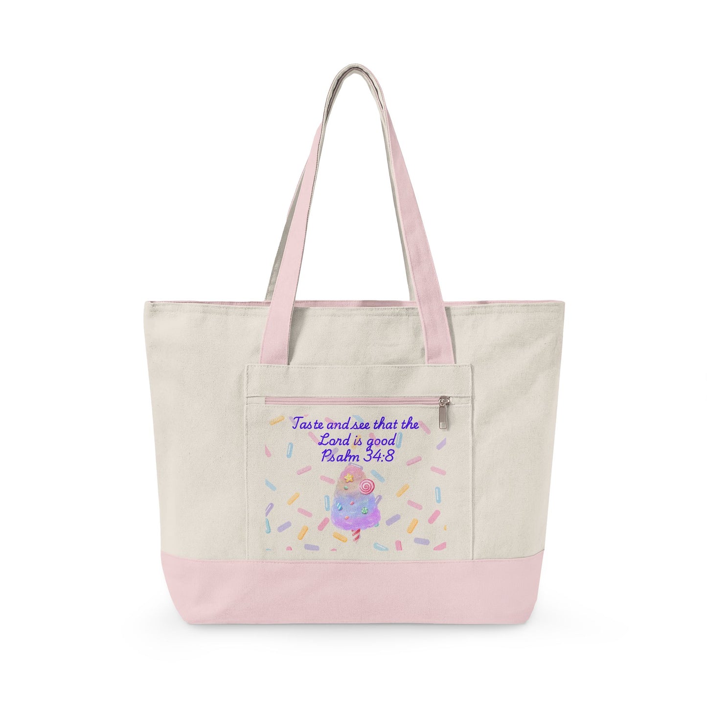 Unicorn Confetti Illustration Zippered Tote | Canvas Zippered Tote Bag