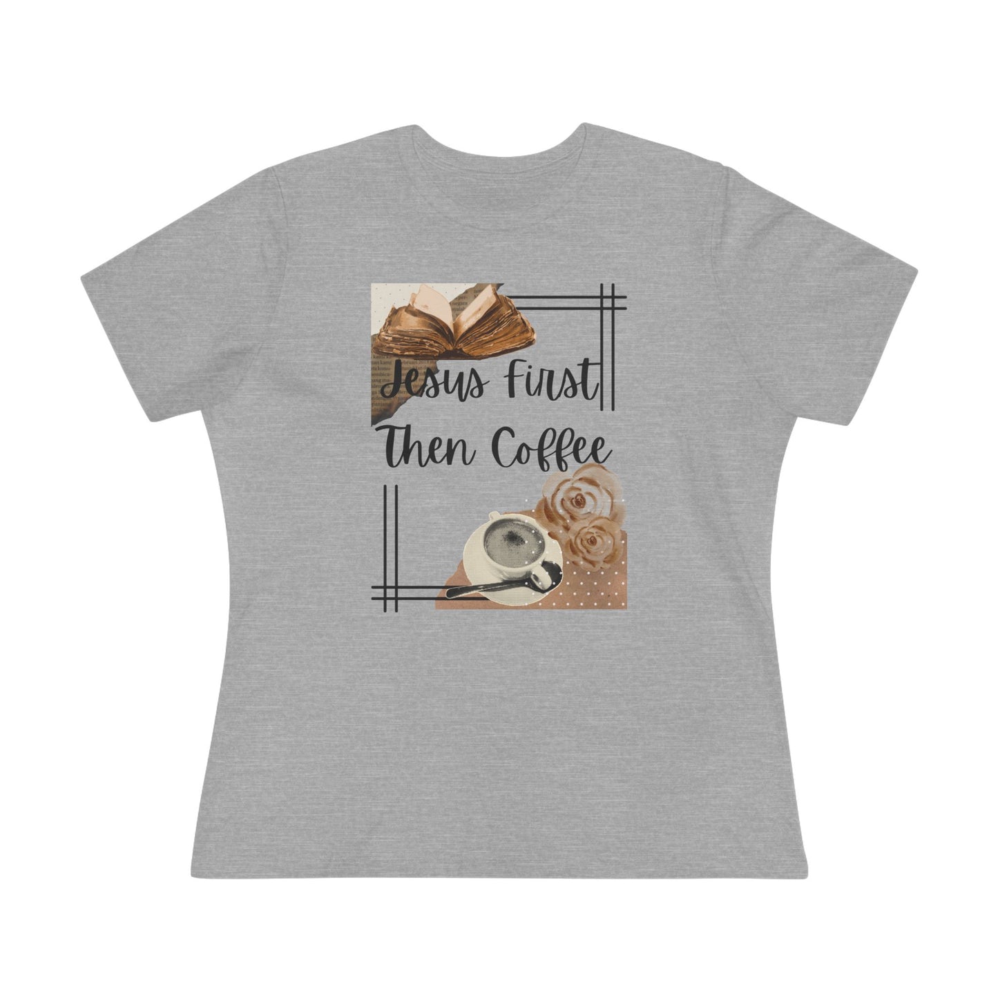 Jesus First Then Coffee Tee | Christian Coffee Shirt, Neutral Coffee Graphics