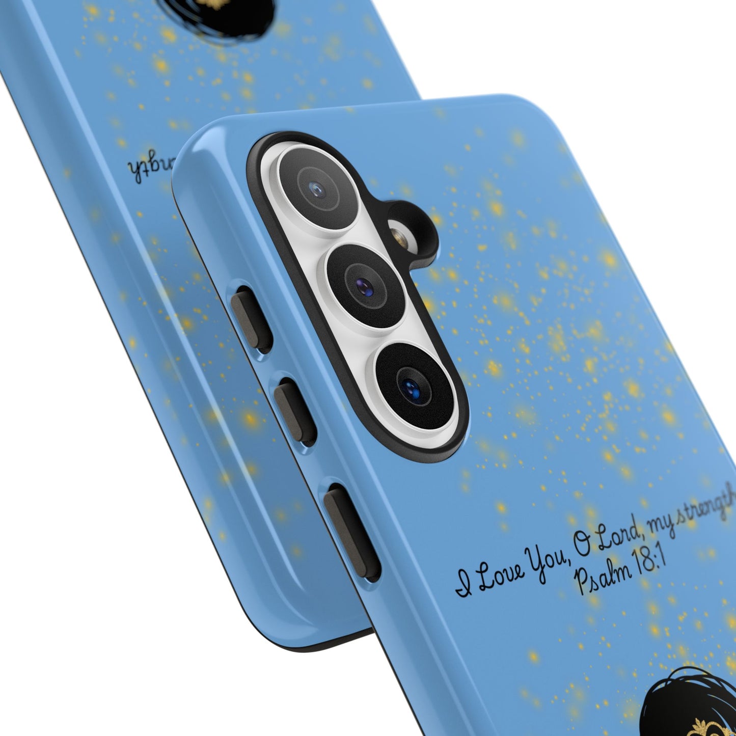 Messy Bun Crown Illustration Tough Case | Psalm 18:1 Scripture Phone Case