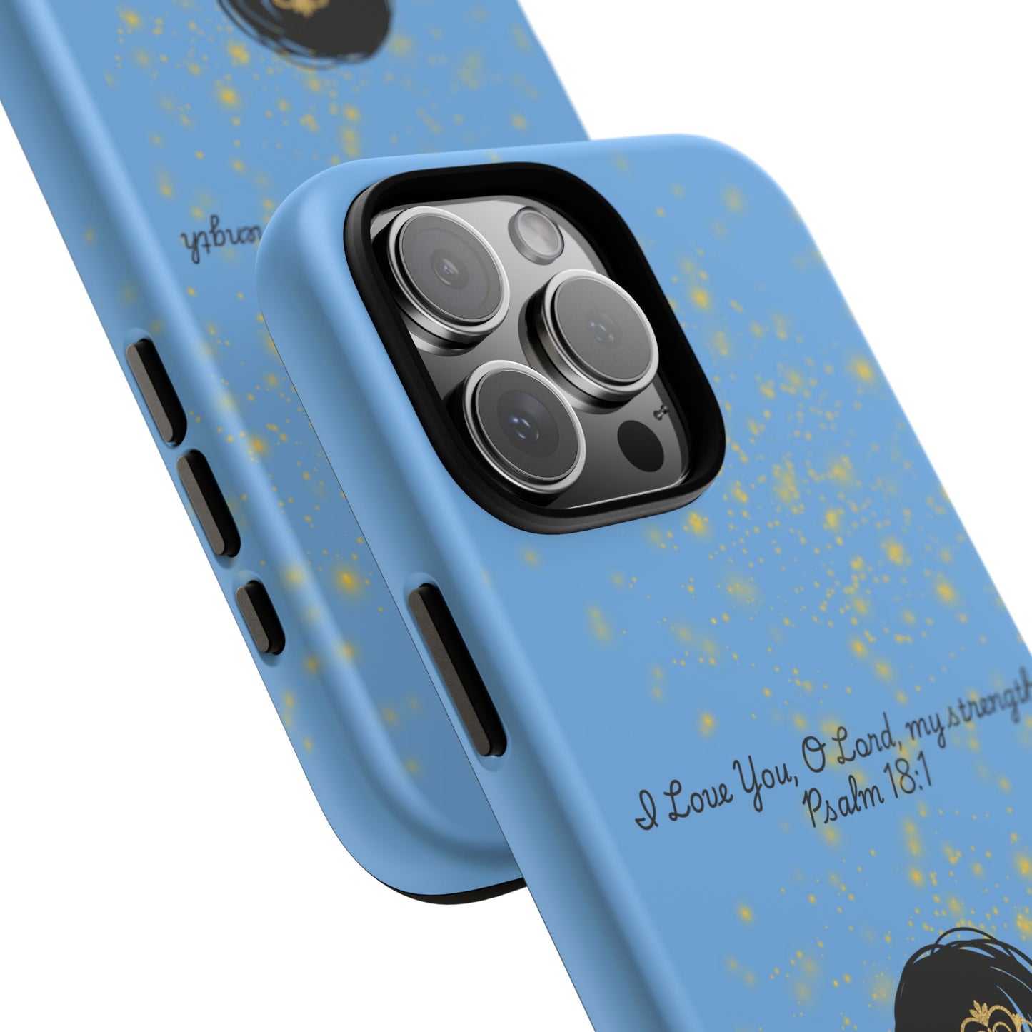 Messy Bun Crown Illustration Tough Case | Psalm 18:1 Scripture Phone Case