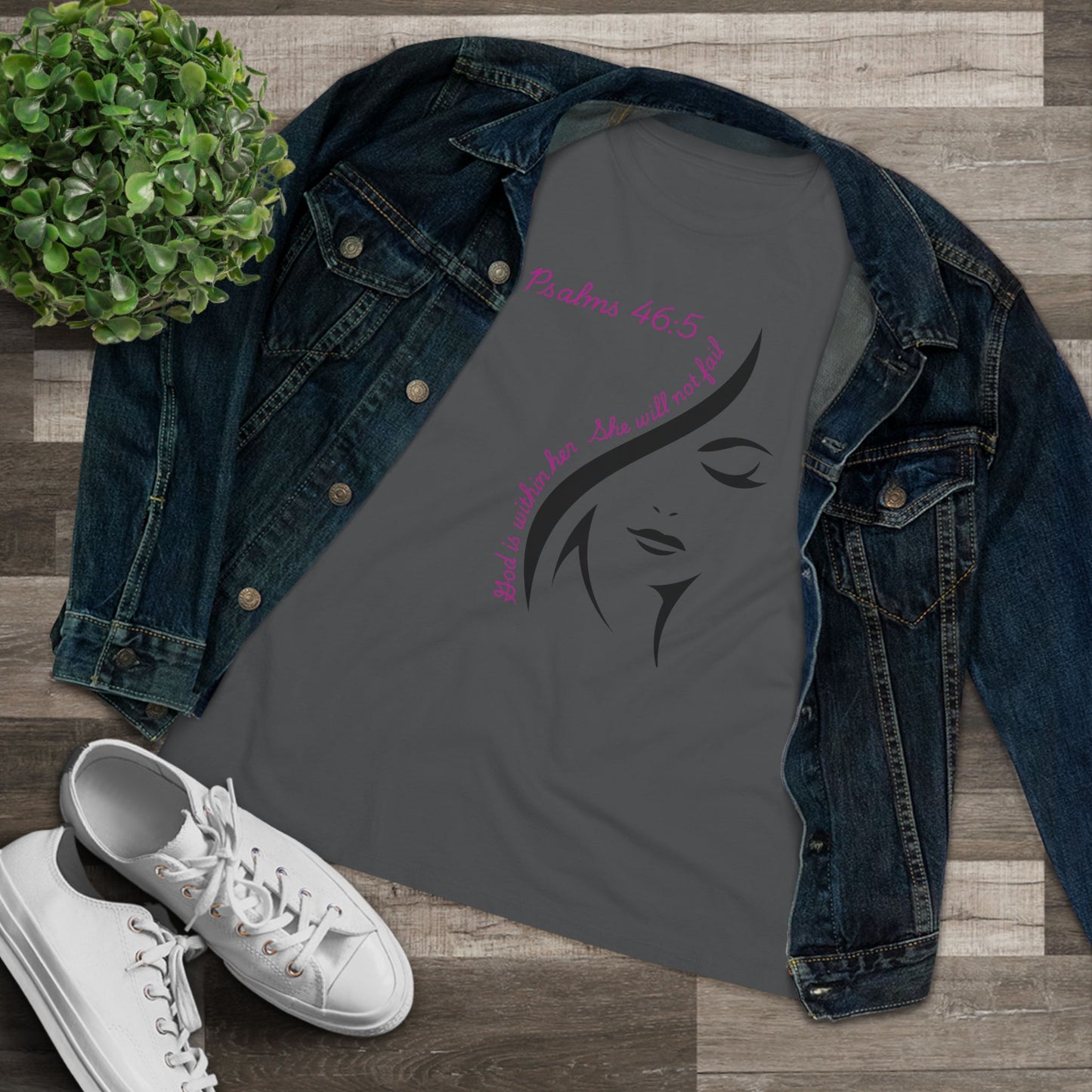 Psalm 46:5 Faithful Woman Tee | Feminine Face Silhouette