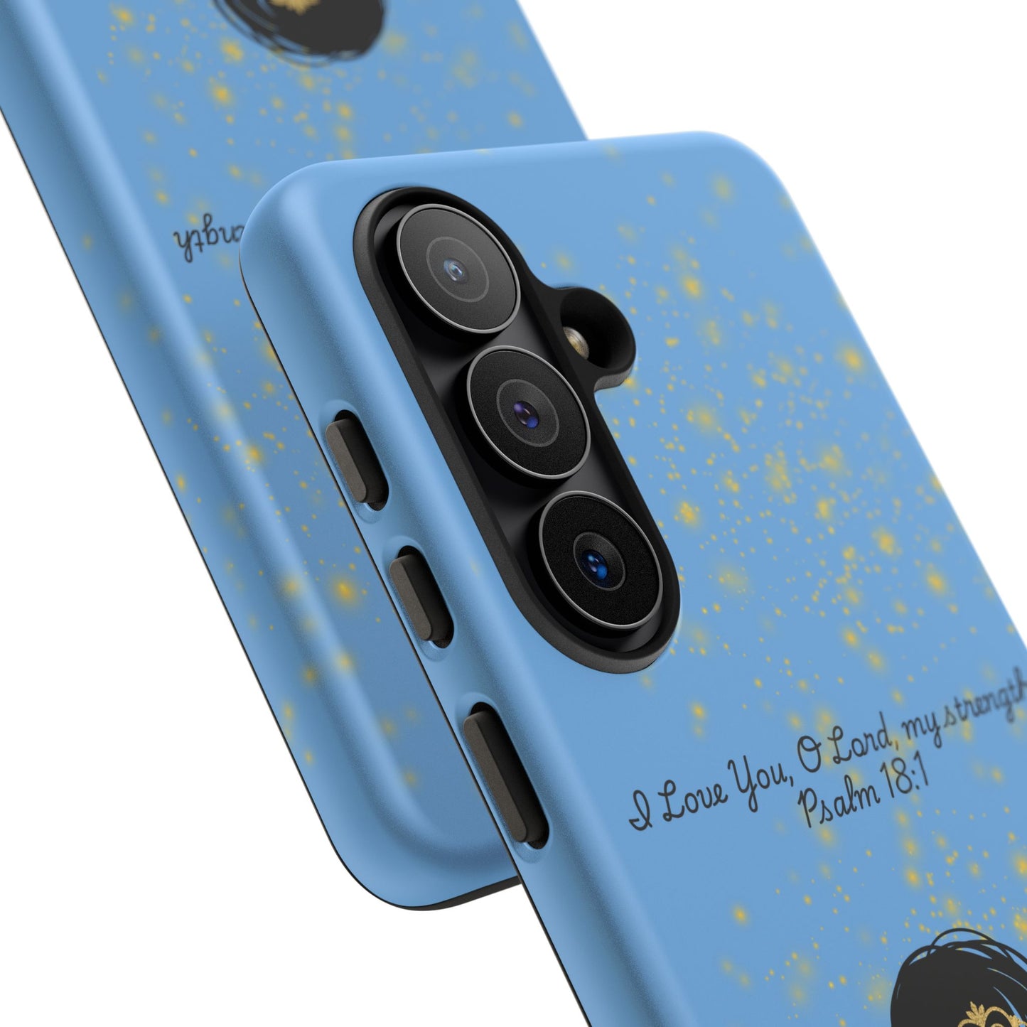 Messy Bun Crown Illustration Tough Case | Psalm 18:1 Scripture Phone Case