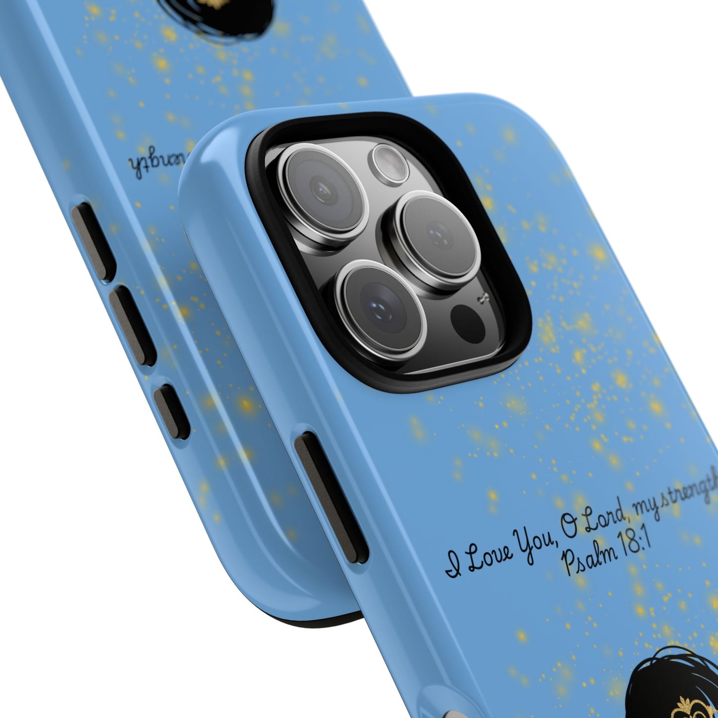 Messy Bun Crown Illustration Tough Case | Psalm 18:1 Scripture Phone Case