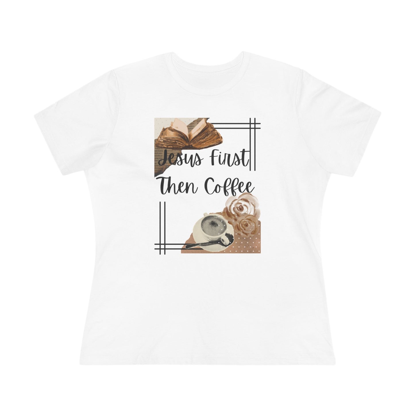 Jesus First Then Coffee Tee | Christian Coffee Shirt, Neutral Coffee Graphics