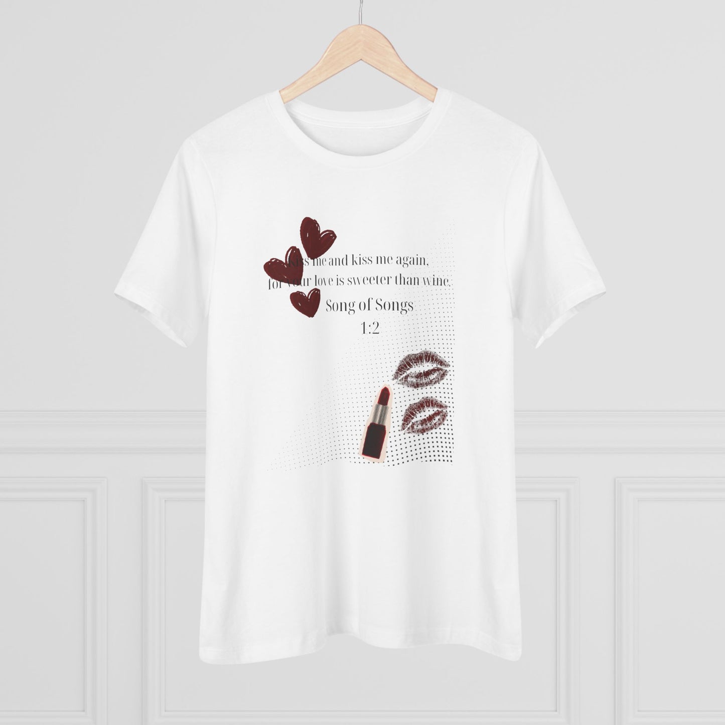 Lipstick & Hearts Women’s Tee — Romantic Kitsch Graphic Shirt