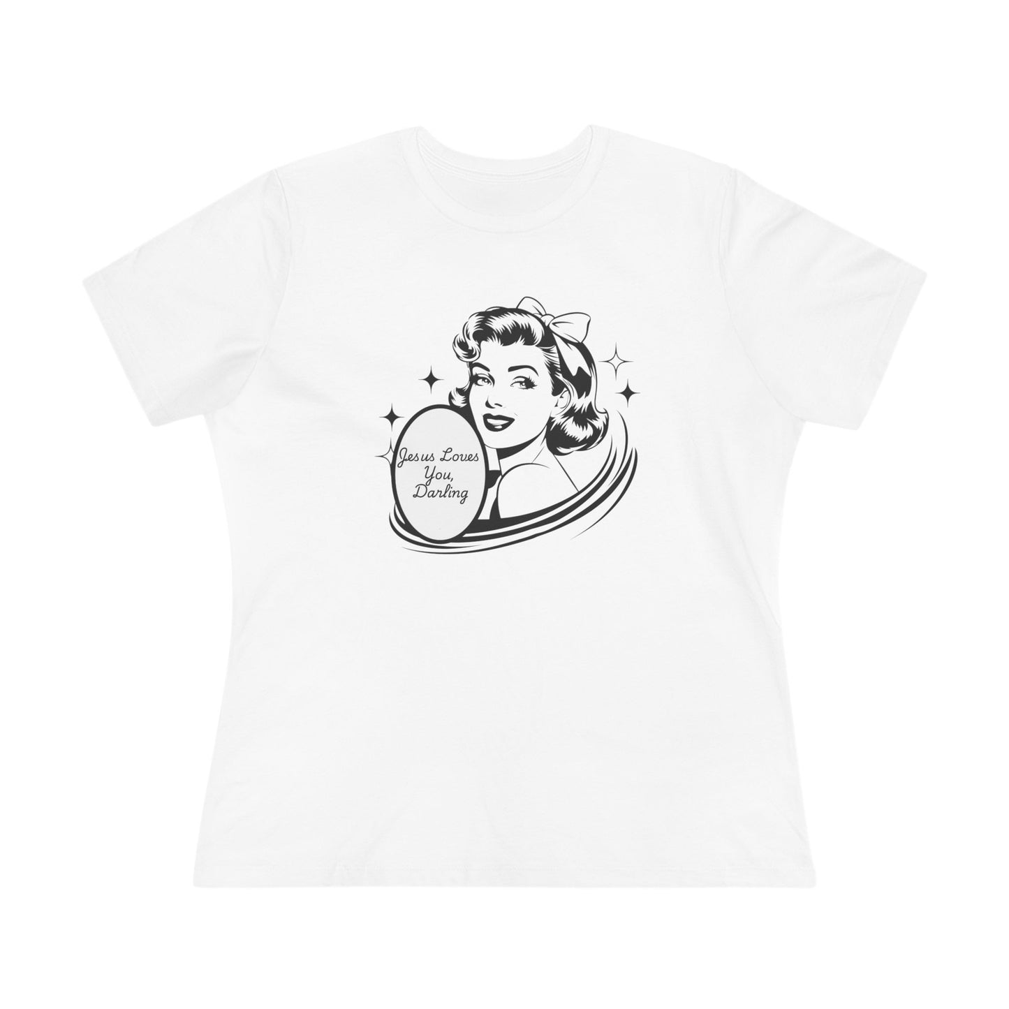 Retro Housewife Illustration Women's Tee | Vintage Pin-Up 'Please Leave Your Darling'