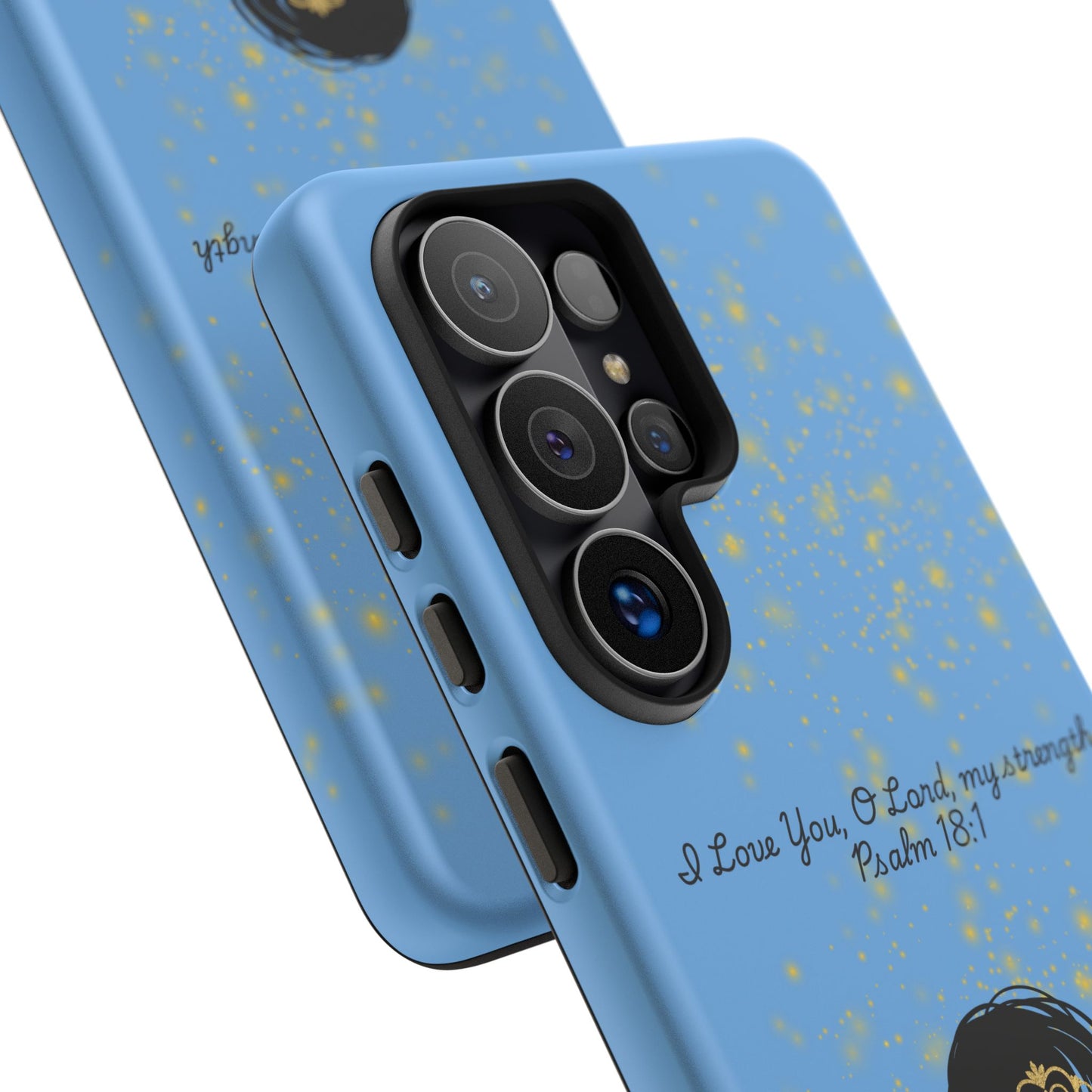 Messy Bun Crown Illustration Tough Case | Psalm 18:1 Scripture Phone Case