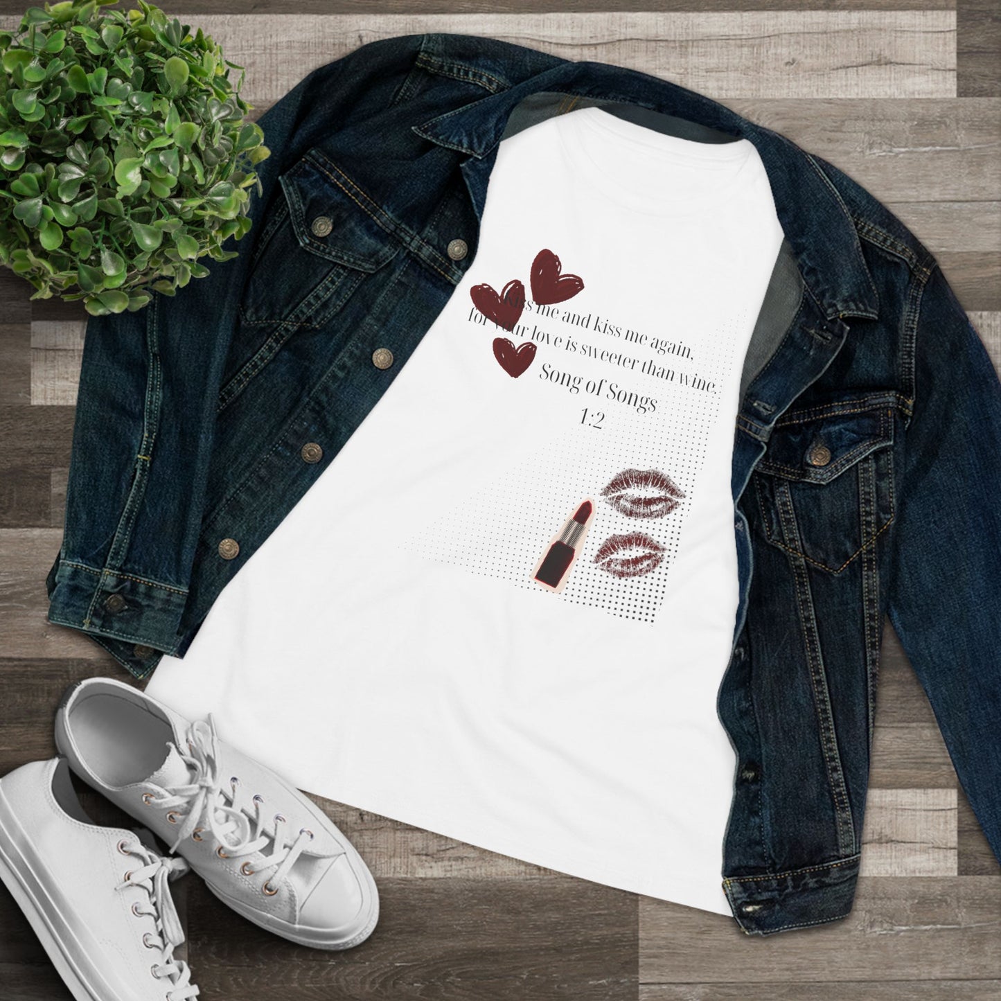 Lipstick & Hearts Women’s Tee — Romantic Kitsch Graphic Shirt