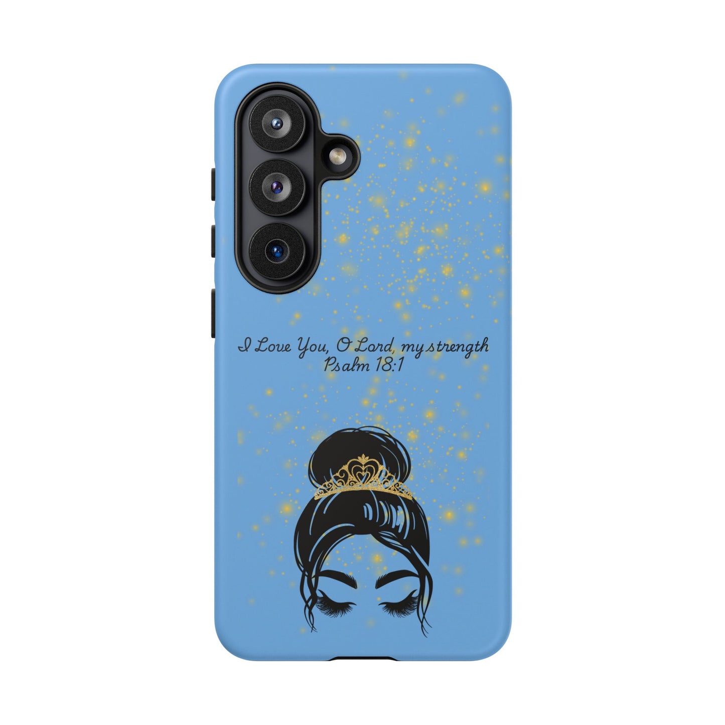 Messy Bun Crown Illustration Tough Case | Psalm 18:1 Scripture Phone Case