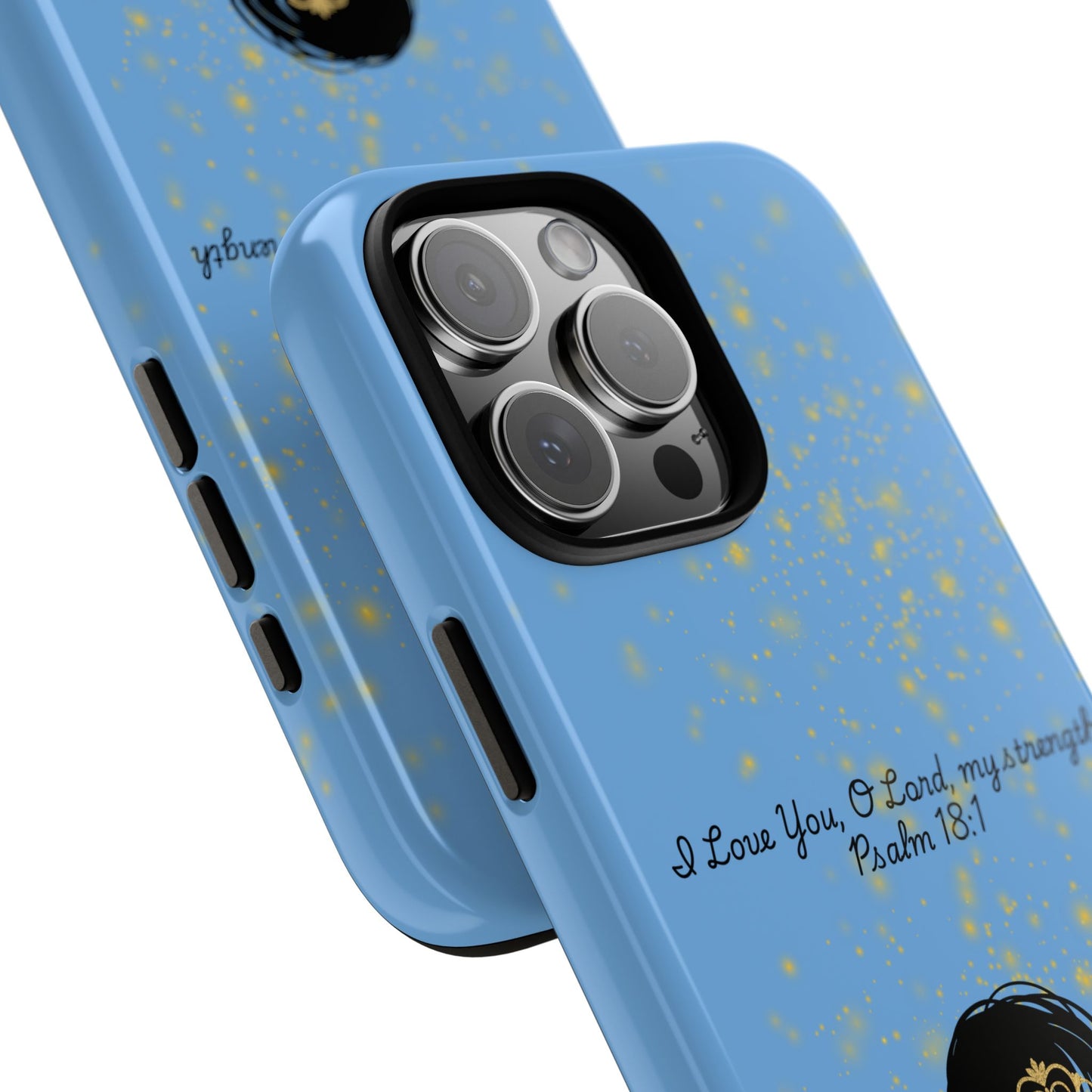 Messy Bun Crown Illustration Tough Case | Psalm 18:1 Scripture Phone Case