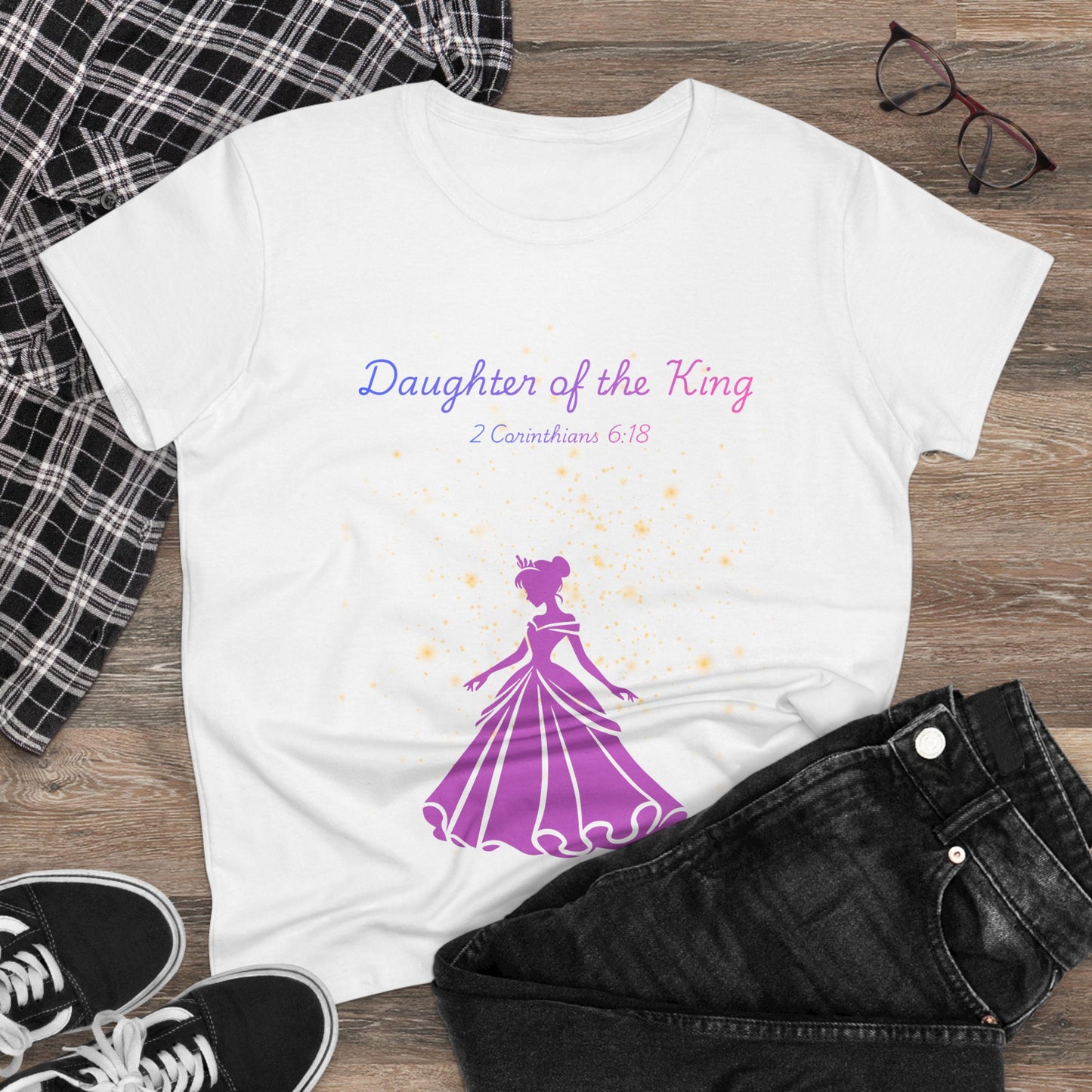 Daughter of the King tee | Princess silhouette, Christian scripture 2 Corinthians 6:18
