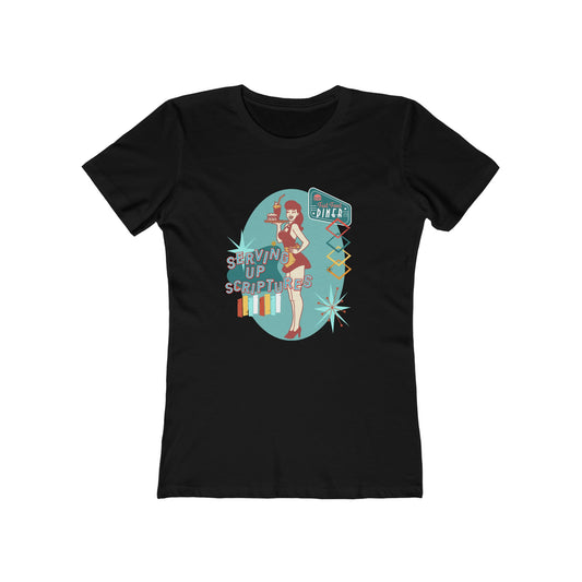 Retro Tee "serving up scriptures" Women’s Graphic Tee – Vintage Design