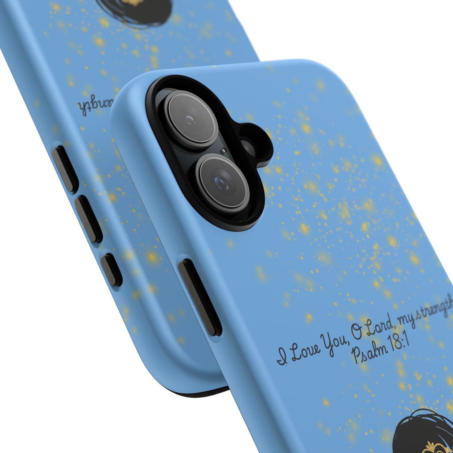 Messy Bun Crown Illustration Tough Case | Psalm 18:1 Scripture Phone Case