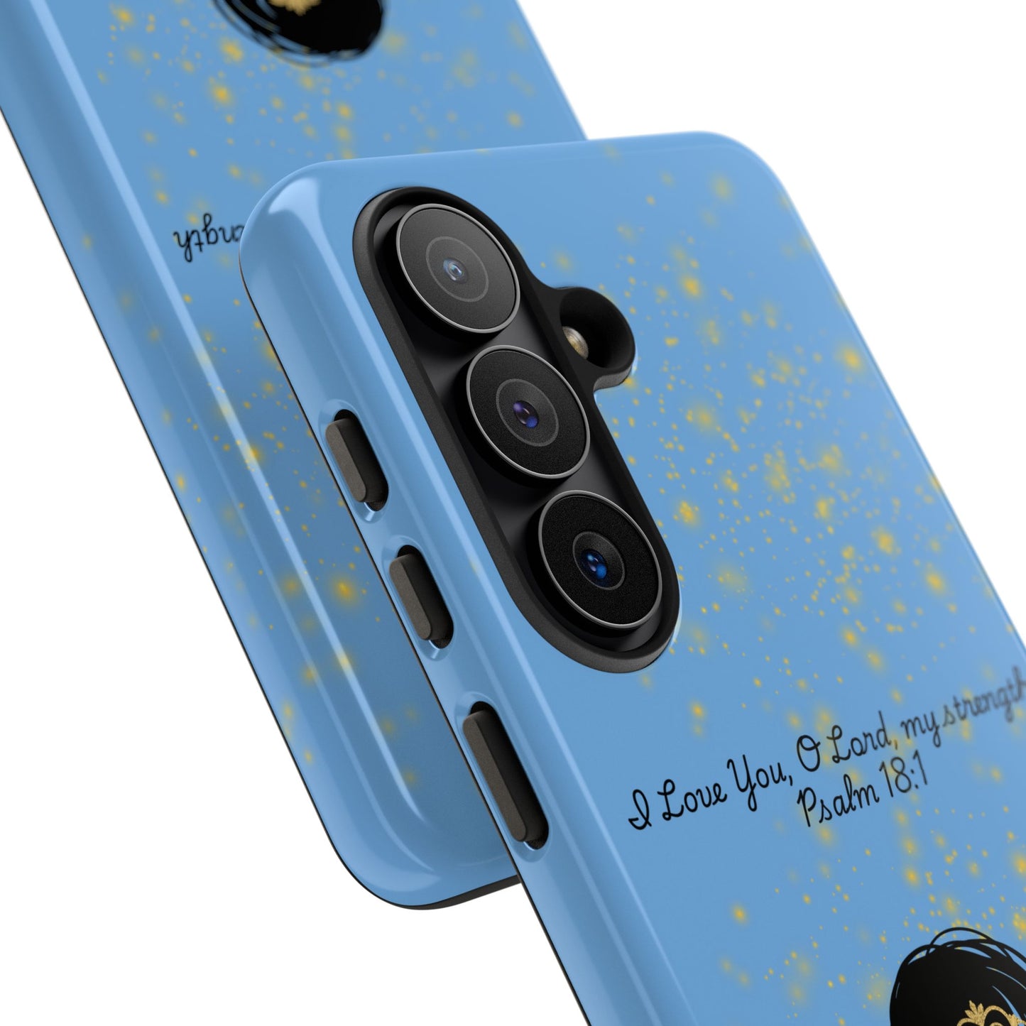 Messy Bun Crown Illustration Tough Case | Psalm 18:1 Scripture Phone Case