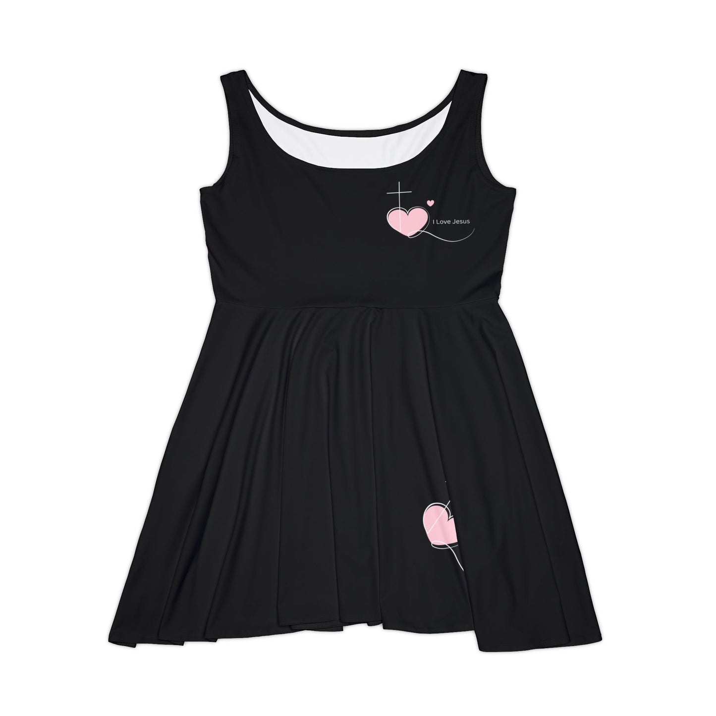Tiny Pink Hearts Women's Skater Dress | Black All-Over Print