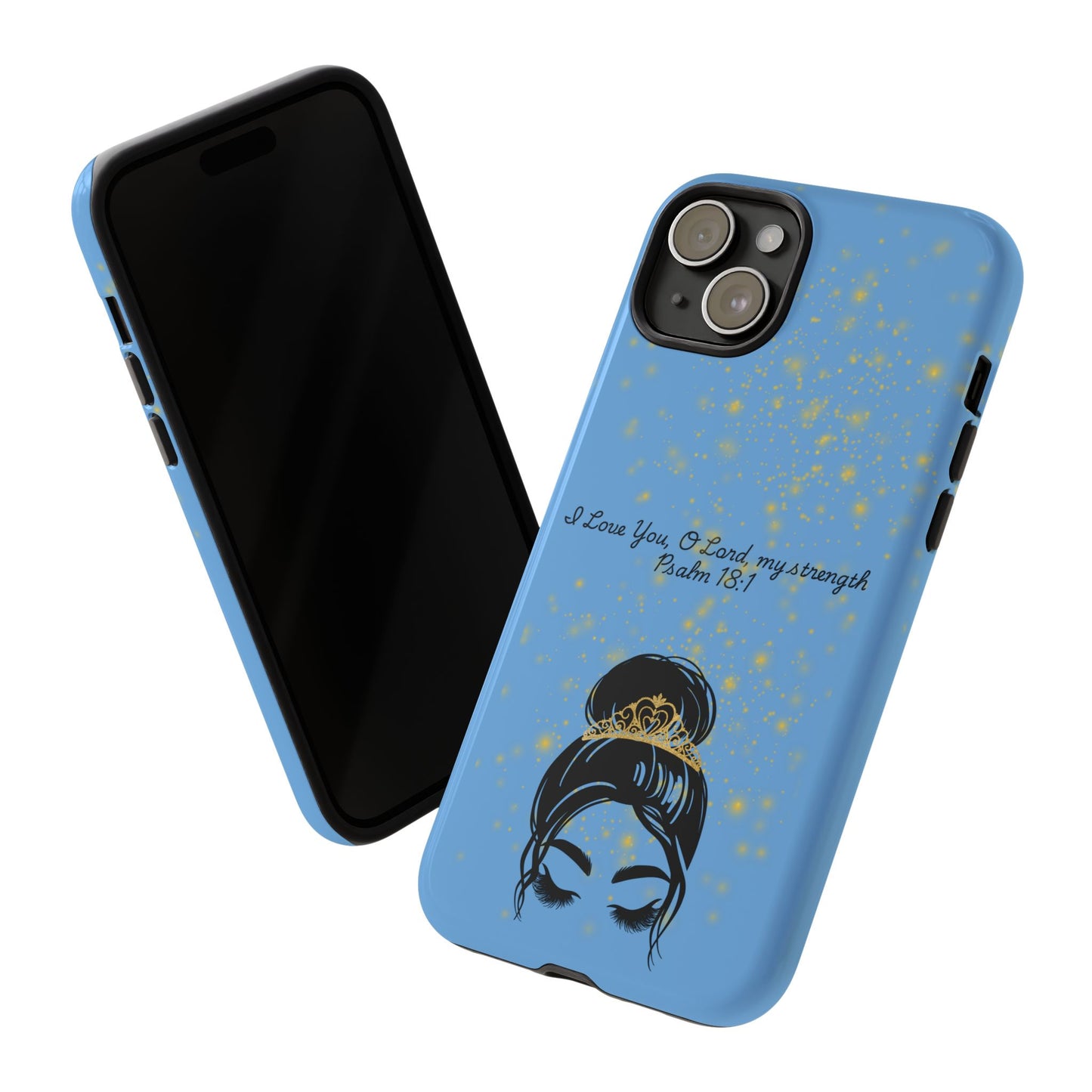 Messy Bun Crown Illustration Tough Case | Psalm 18:1 Scripture Phone Case