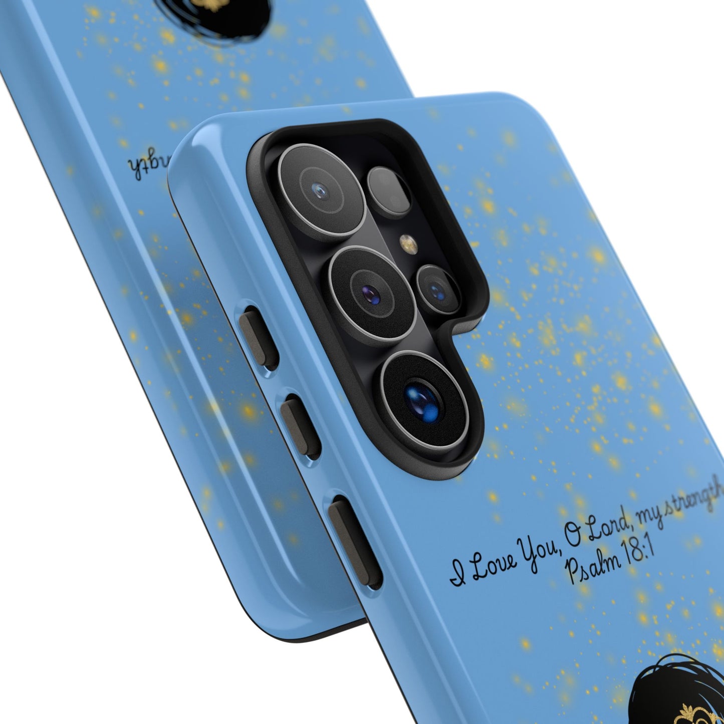 Messy Bun Crown Illustration Tough Case | Psalm 18:1 Scripture Phone Case