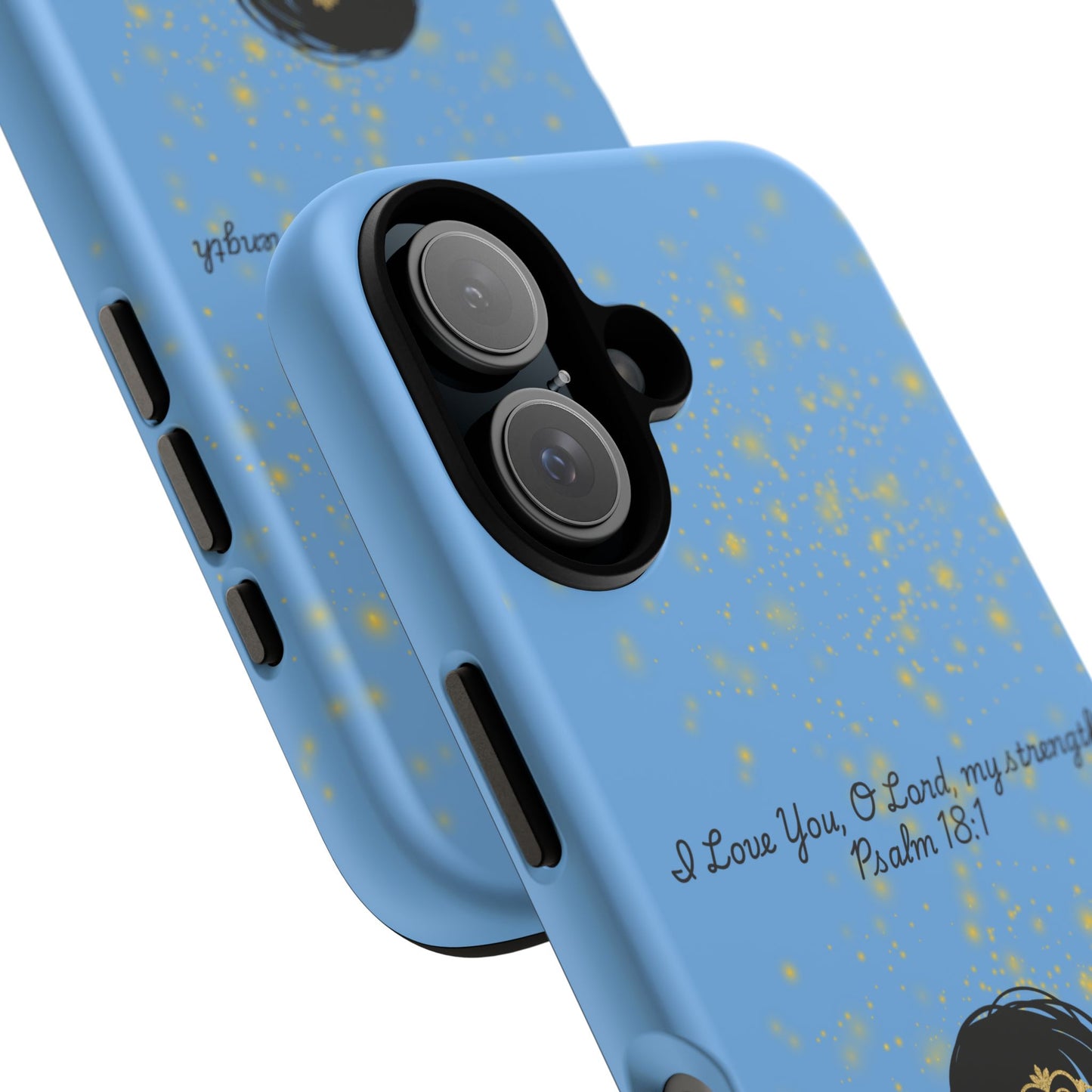 Messy Bun Crown Illustration Tough Case | Psalm 18:1 Scripture Phone Case