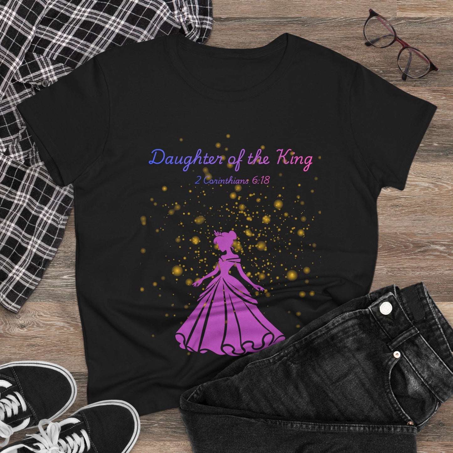 Daughter of the King tee | Princess silhouette, Christian scripture 2 Corinthians 6:18