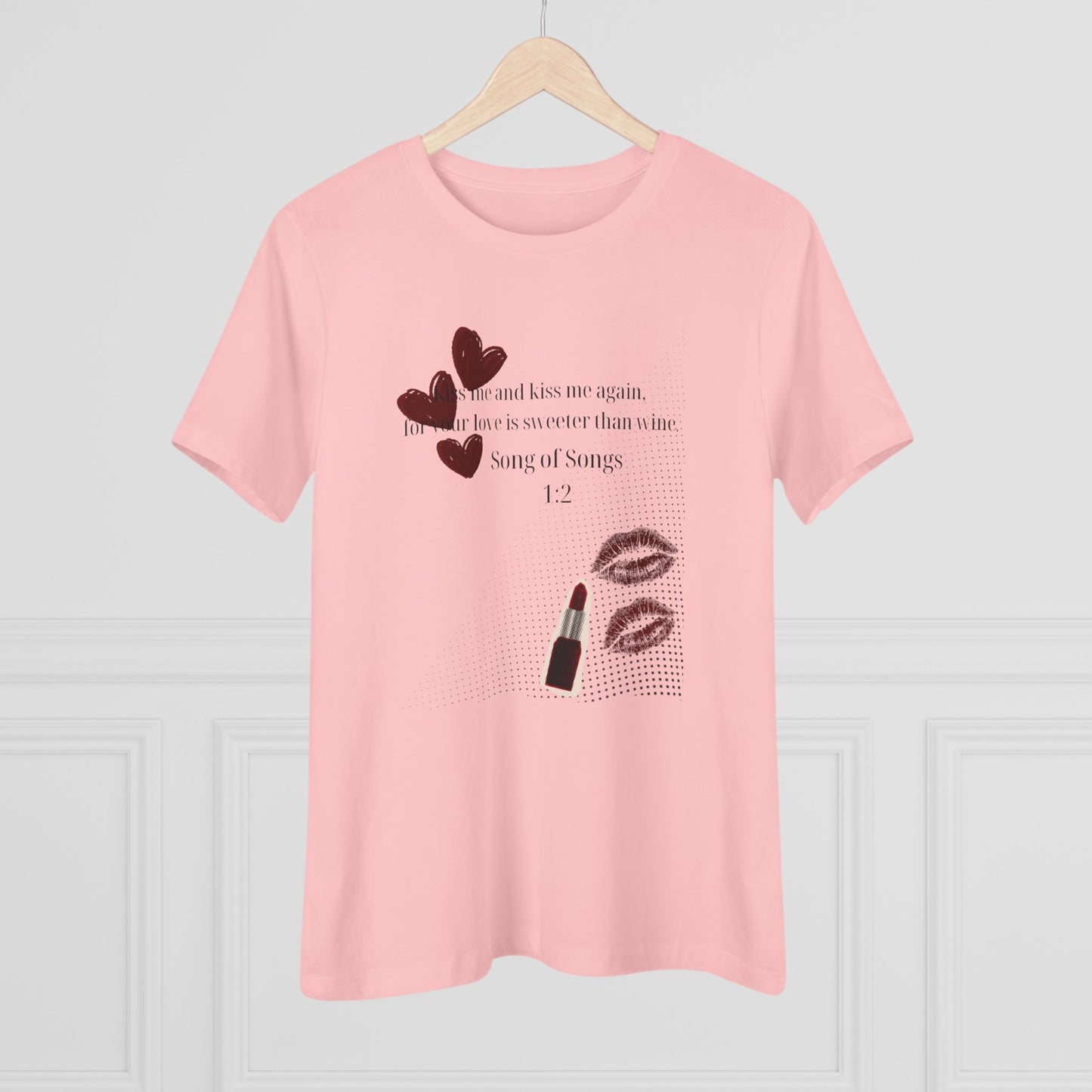 Lipstick & Hearts Women’s Tee — Romantic Kitsch Graphic Shirt