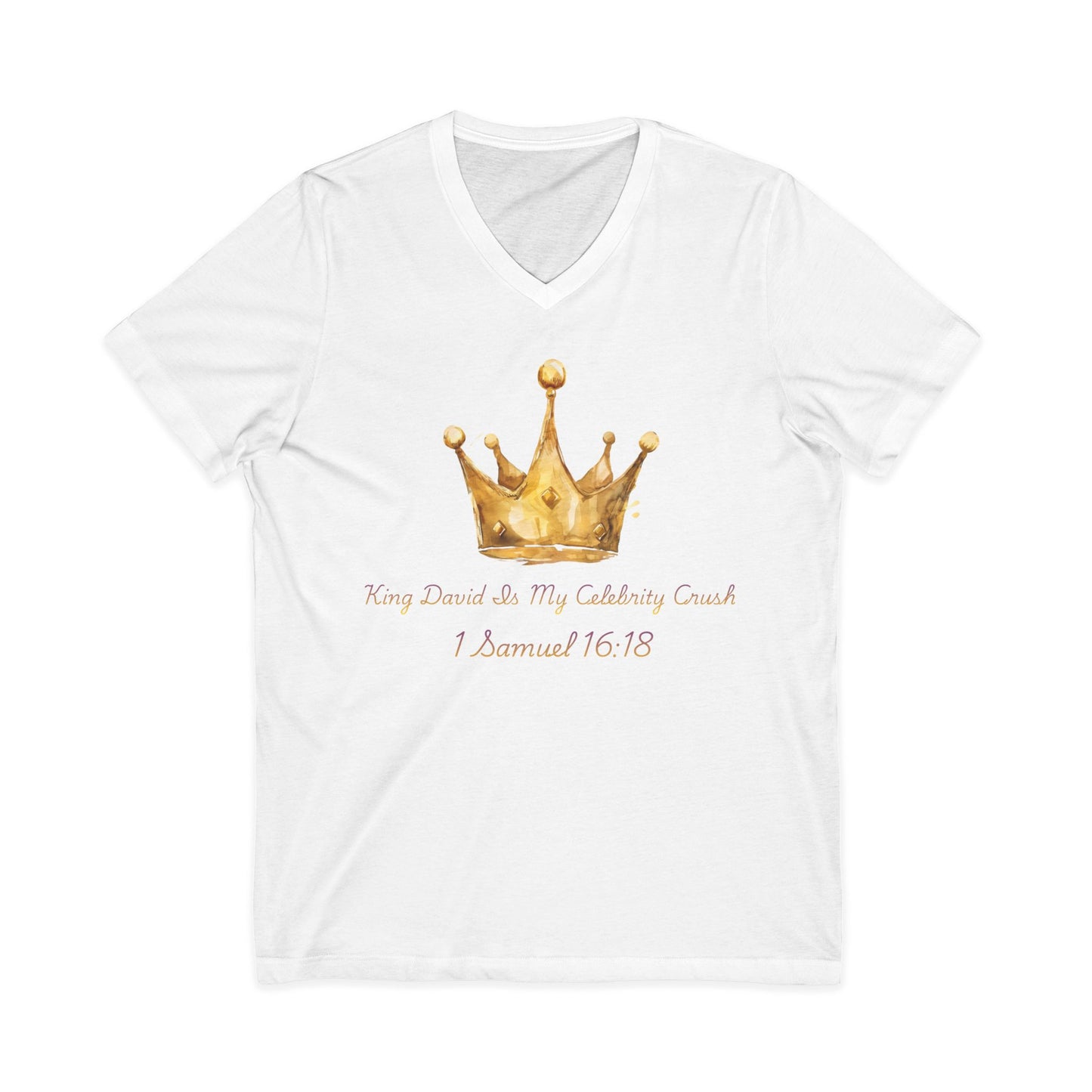 Gold Crown Watercolor 1 Samuel 16:18 V-Neck Tee