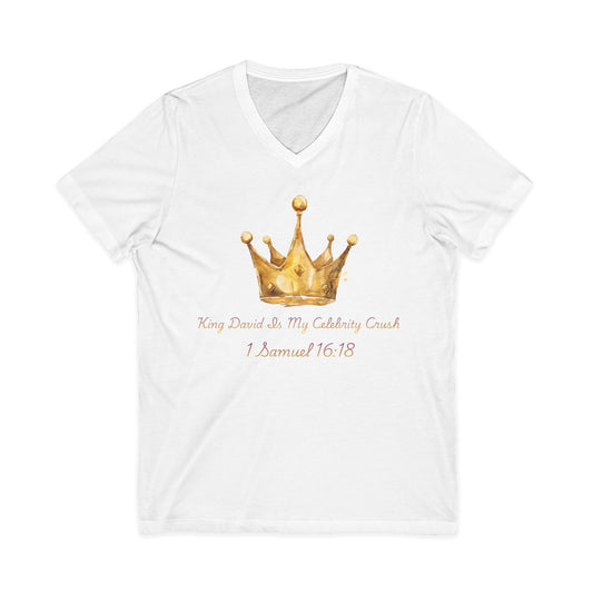 Gold Crown Watercolor 1 Samuel 16:18 V-Neck Tee