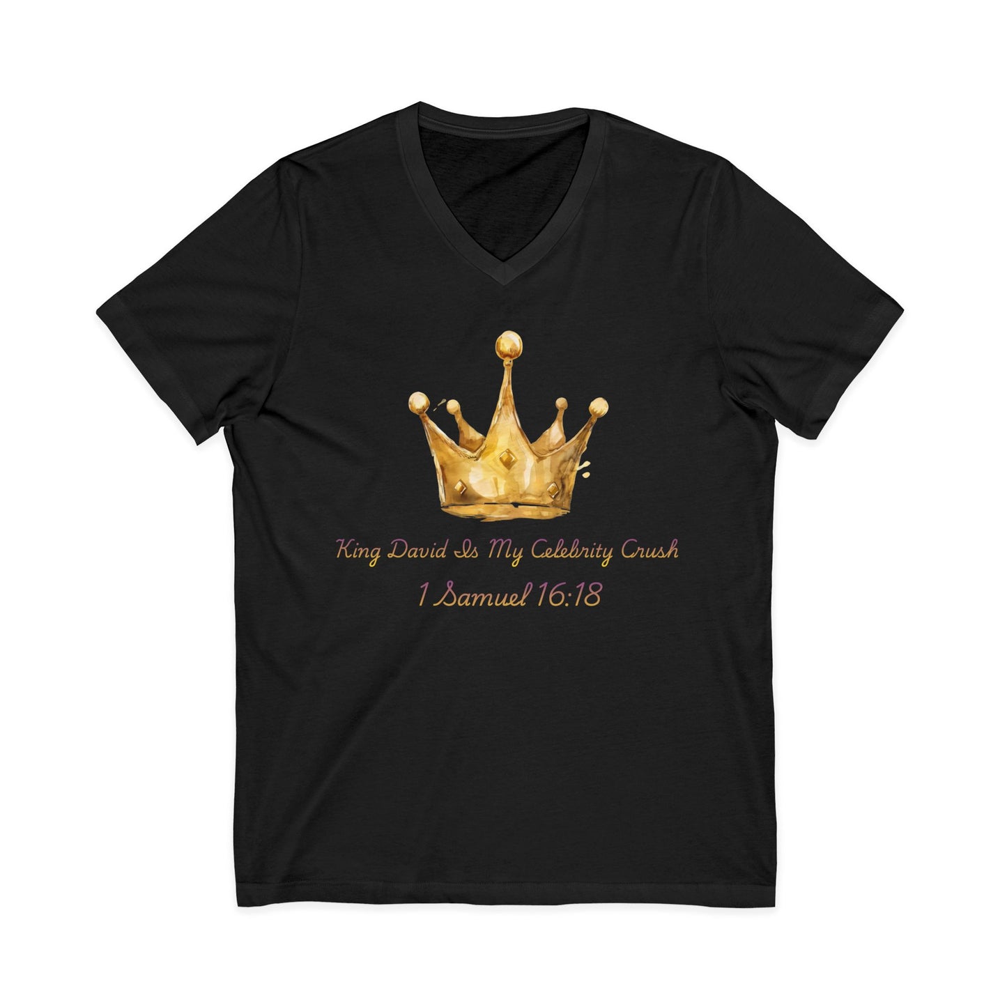 Gold Crown Watercolor 1 Samuel 16:18 V-Neck Tee