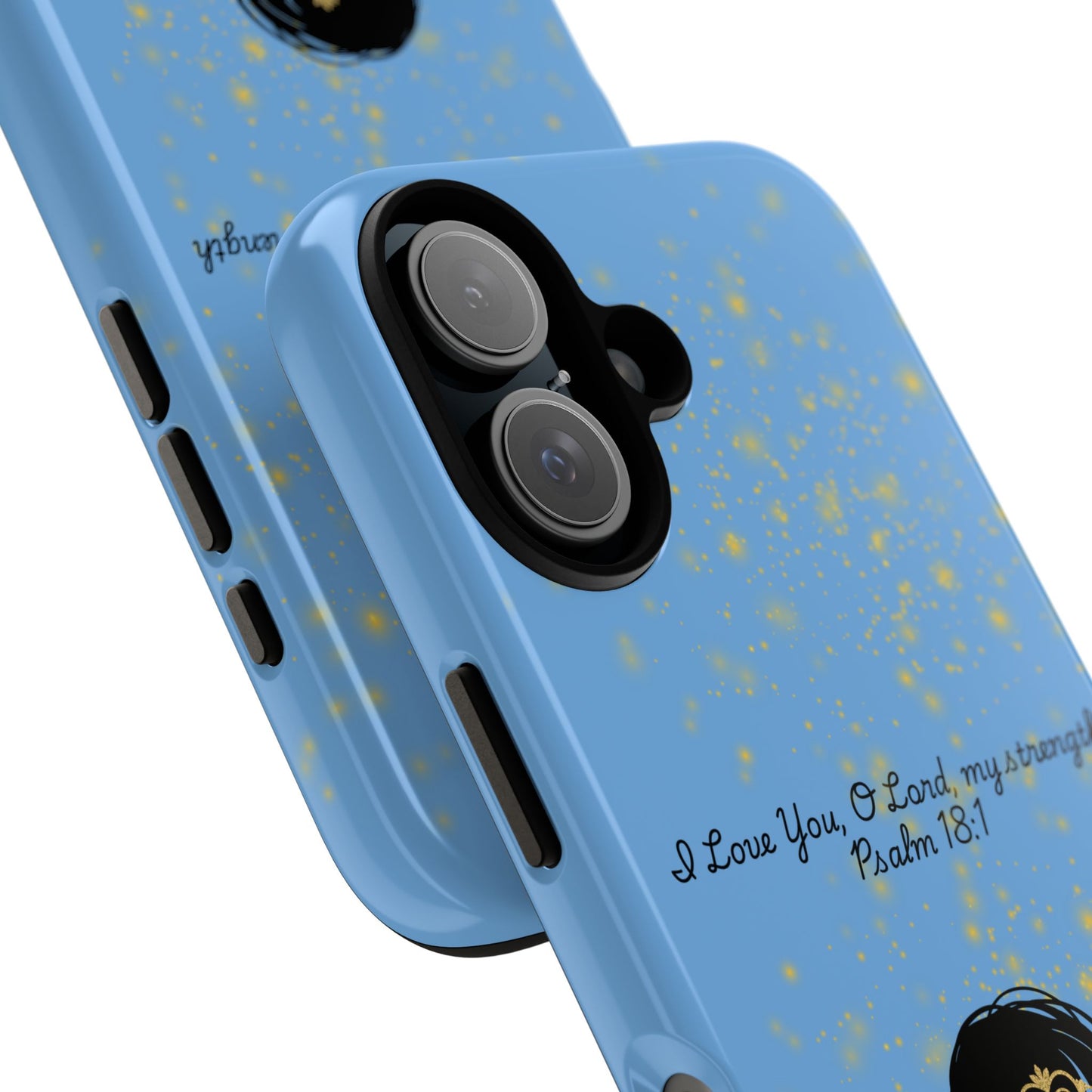 Messy Bun Crown Illustration Tough Case | Psalm 18:1 Scripture Phone Case